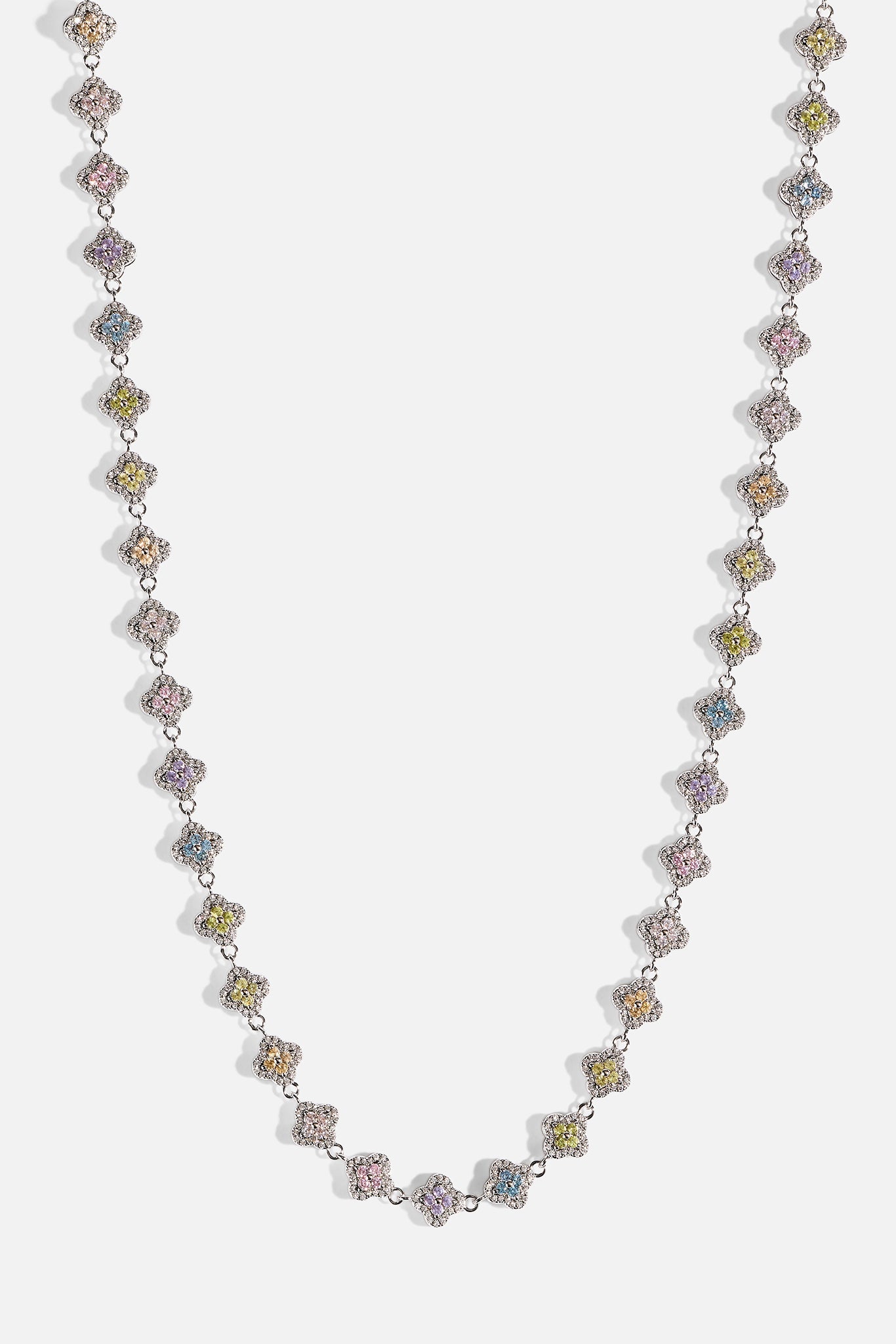 Multi Motif Cross Stone Chain - 8mm - White